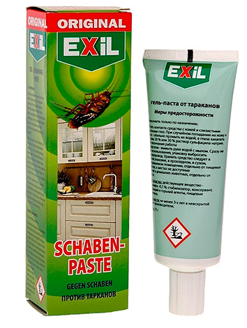 Tampal gel dari Exil lipas (diposisikan sebagai analog dari gel Jerman Globol).